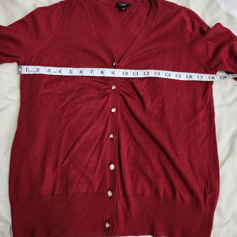 Talbots Red Velvet Rhinestone Buttons Cardigan - Picture 7 of 7